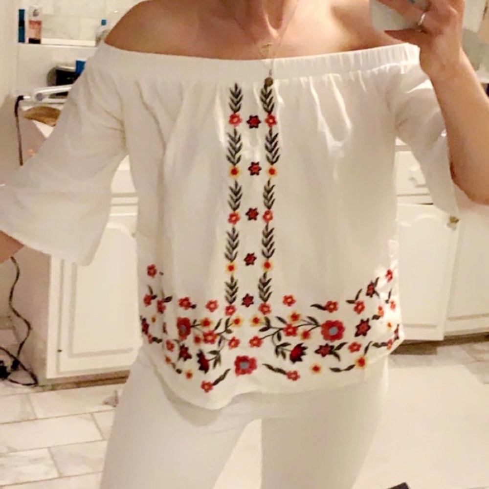 White off shoulder top